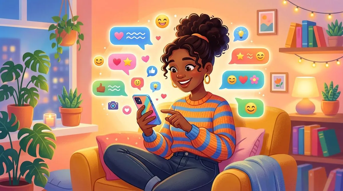 友達と向き合って話を聞いている人のイラスト