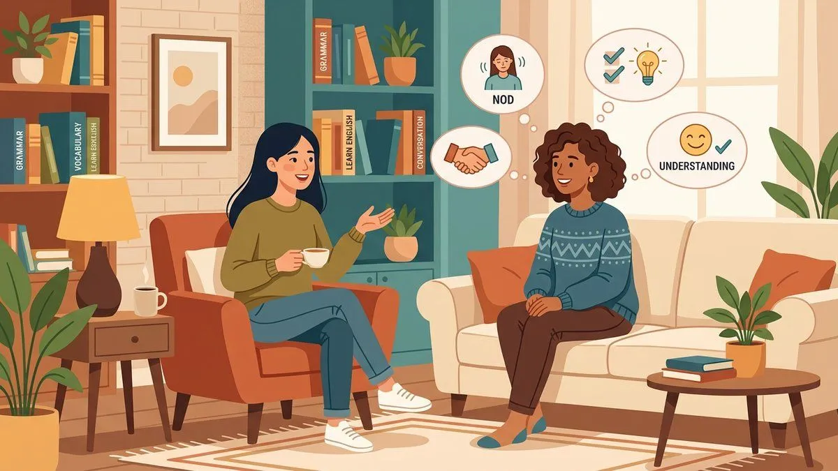 基本のあいづちを使って会話を聞く人のイラスト