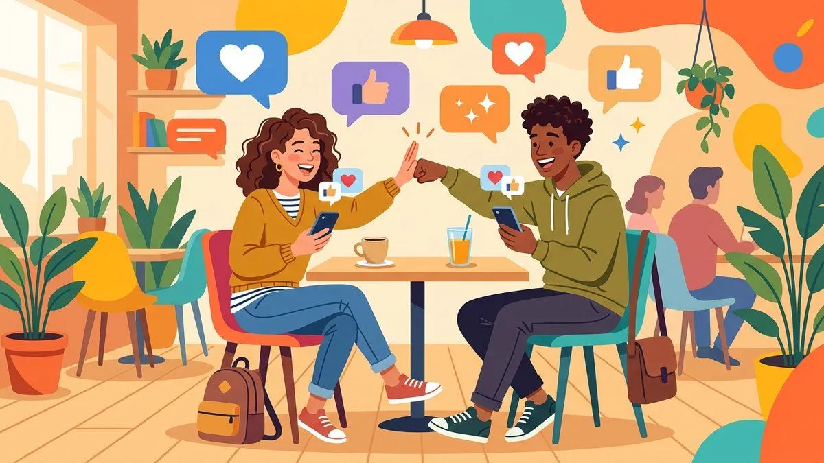 共感リアクションで盛り上がる友達のイラスト