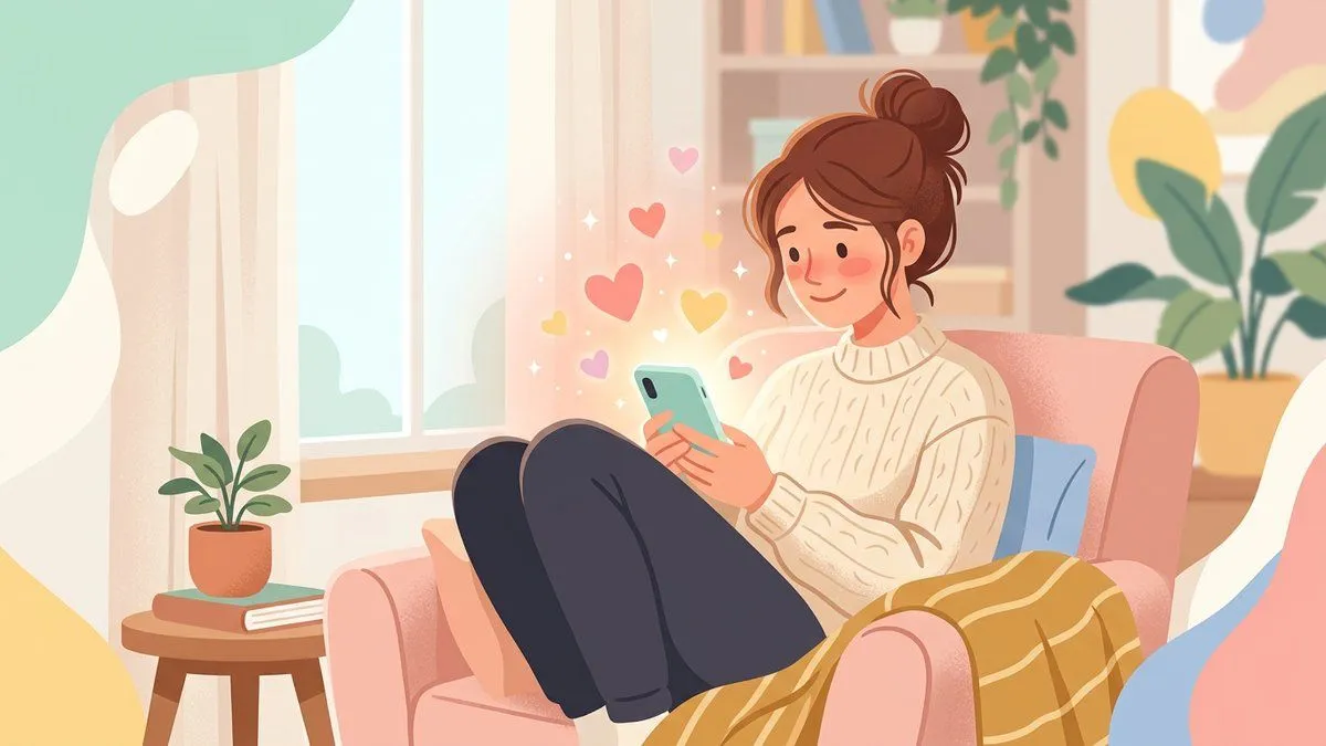 感動的なメッセージに心を動かされる人のイラスト