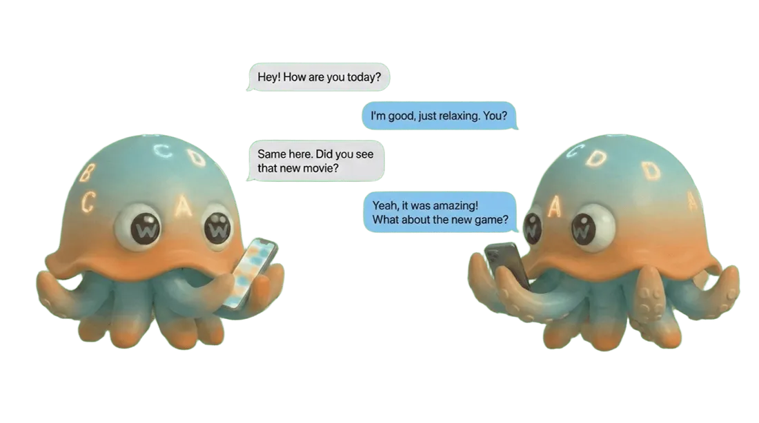 友達同士が英語でチャットしているイメージ