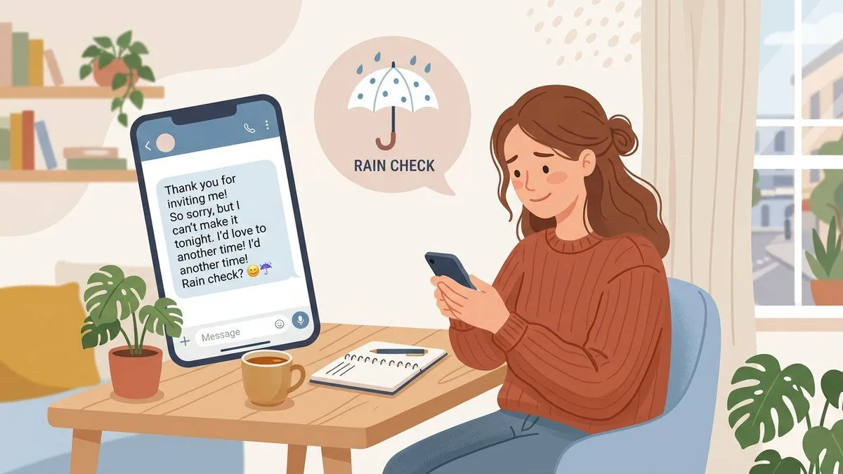 丁寧に予定を断るシーンのイラスト