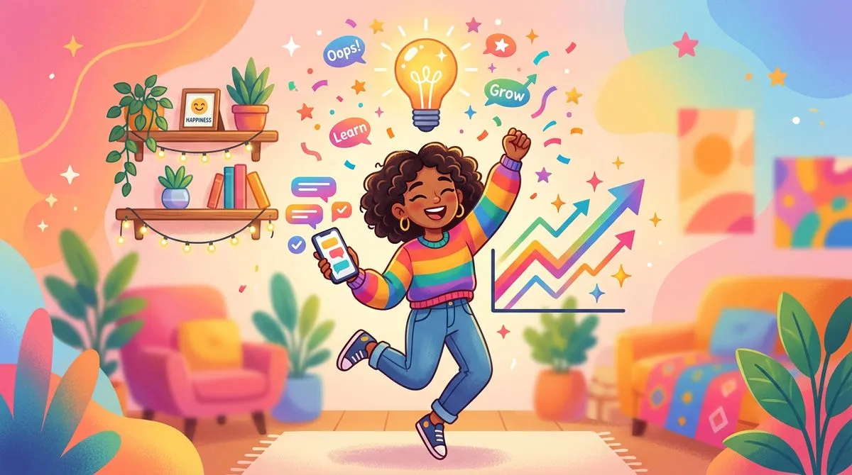 間違いから成長して輝いている人のイラスト