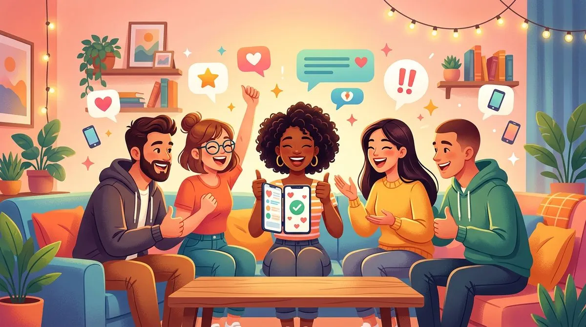 友達とリアクションしているイラスト