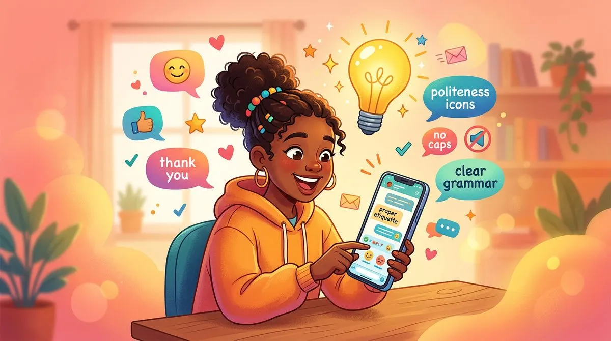 スマートフォンで楽しそうにテキストを打っている若者のイラスト