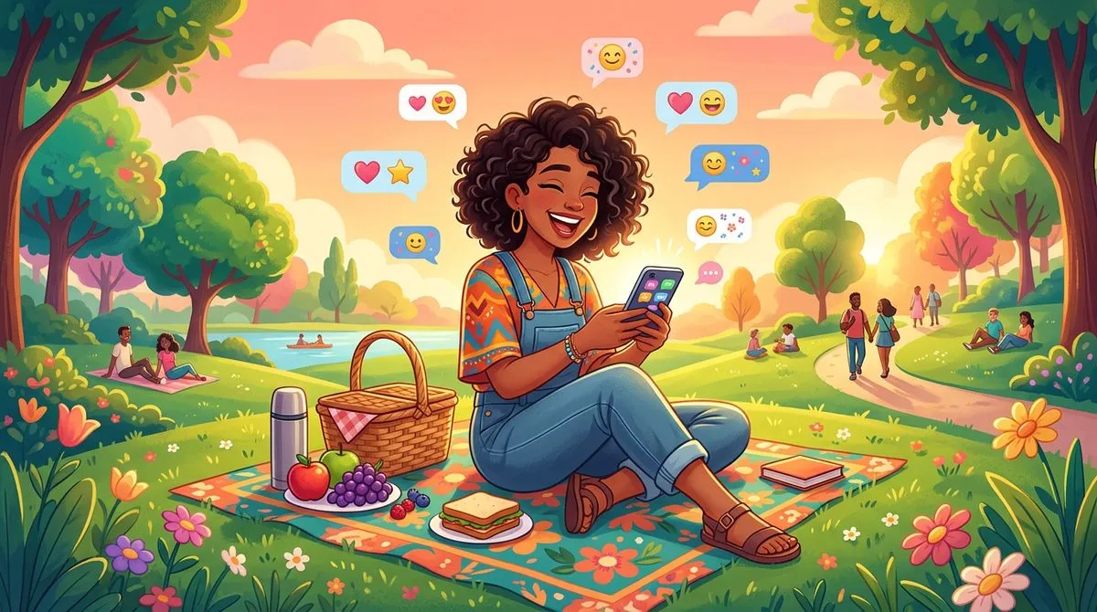 公園でピクニックを楽しむ人のイラスト